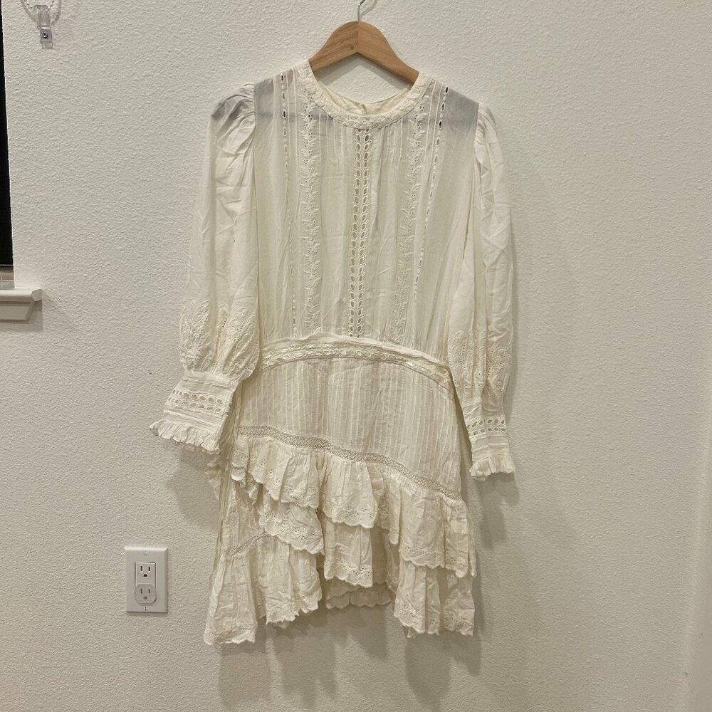 LoveShackFancy embroidery white cotton dress